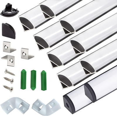Difusor LED forma V negro 10pzas aluminio cubierta esmerilada