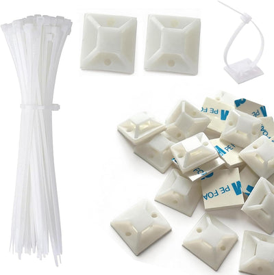 Kit 100 clips cables soportes adhesivos 15cm