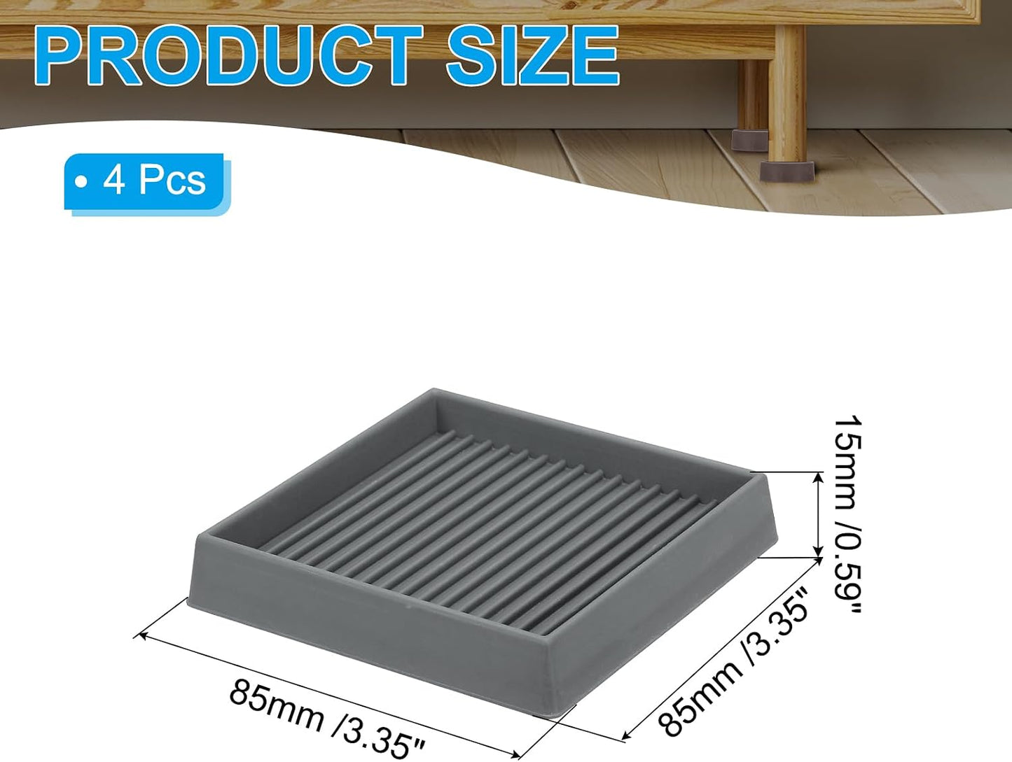 Almohadillas antideslizantes para muebles 3x3pulg set 4 color gris