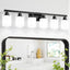 Lámpara baño 6 luces negra mate vidrio esmerilado cuadrado