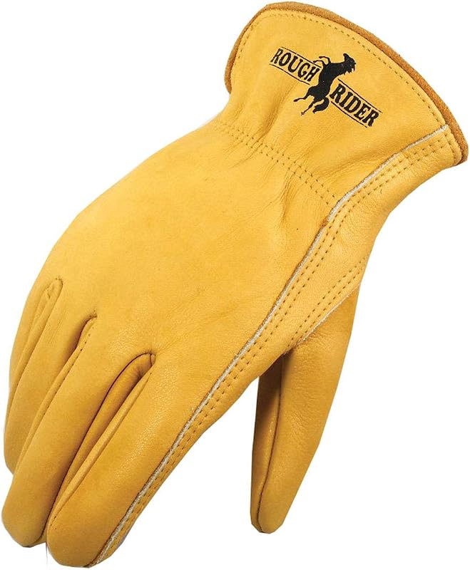 Guantes cuero conductor elásticos dorados pack 12 talla M