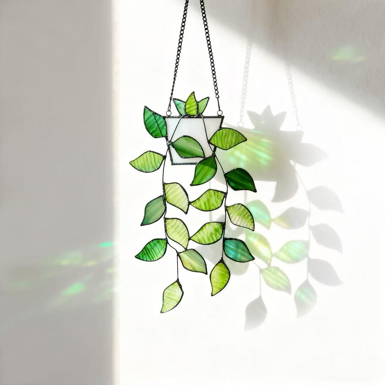 Hoja cristal cadena metal decoración ventana regalo