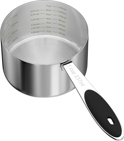 Taza medidora acero inox para mascotas con escala