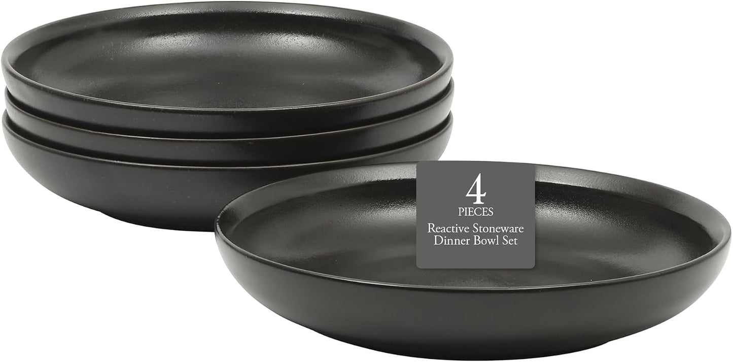 Set 4 Cuencos Gres Esmalte Reactivo 9pulg Redondos