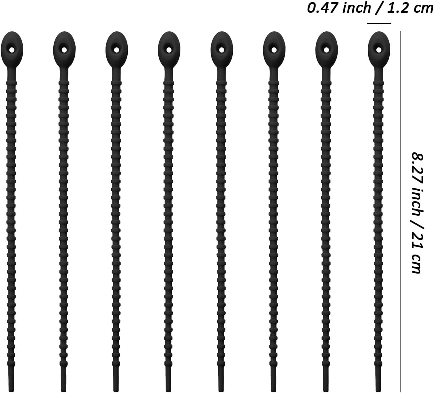 20 Pzas Bridas Silicona 8pulg para Cables y Bolsas Negro