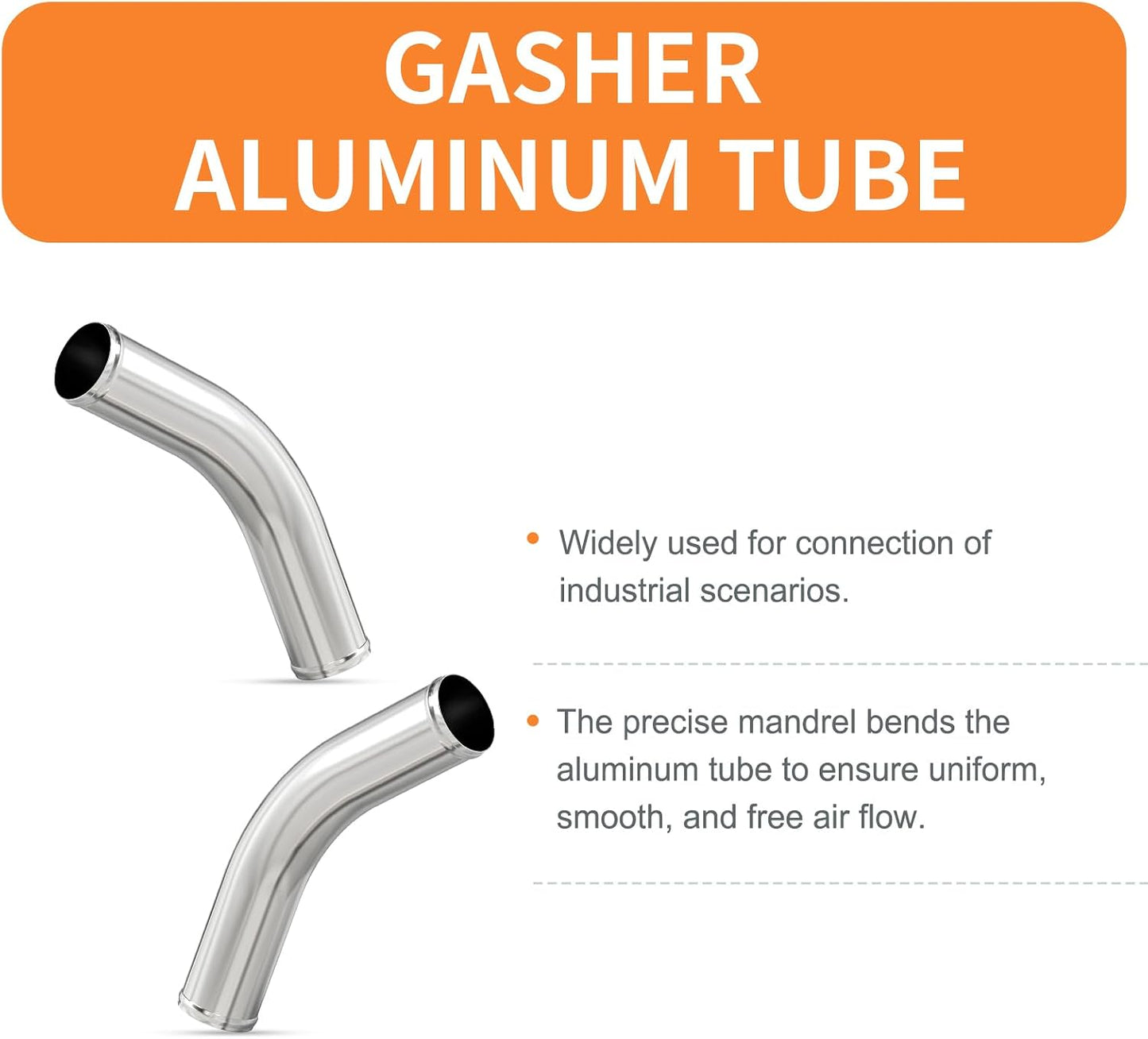 Tubo aluminio codo 45 grados admisión aire 1.5"OD 12"