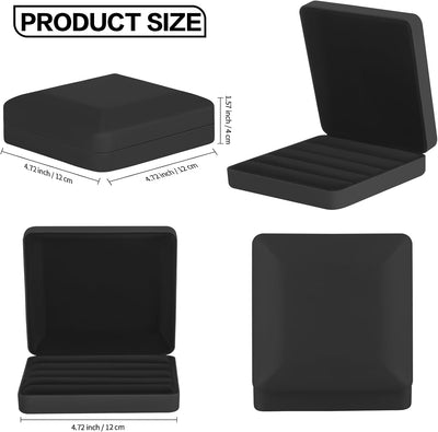 Caja organizadora anillos joyas mujer negro PU velcro