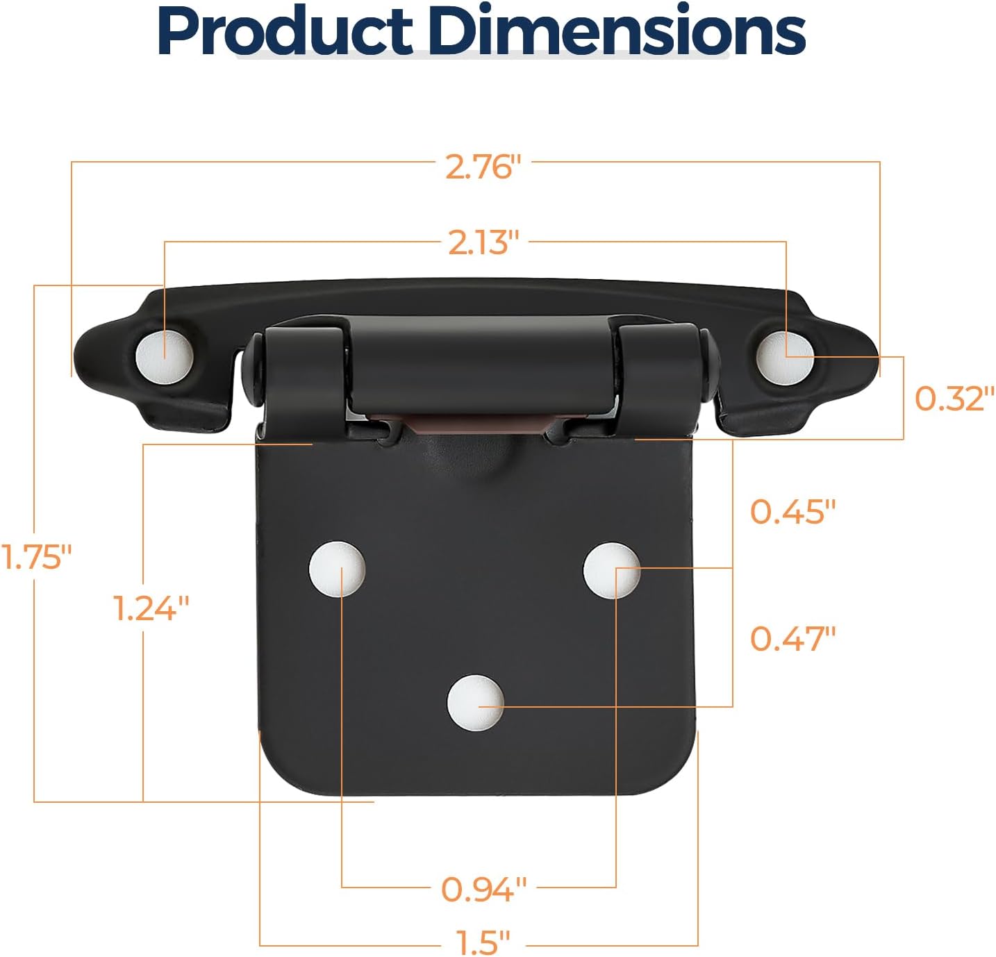 10 Pzas Bisagras Gabinete Negro Mate Cierre Automático 1/2pulg