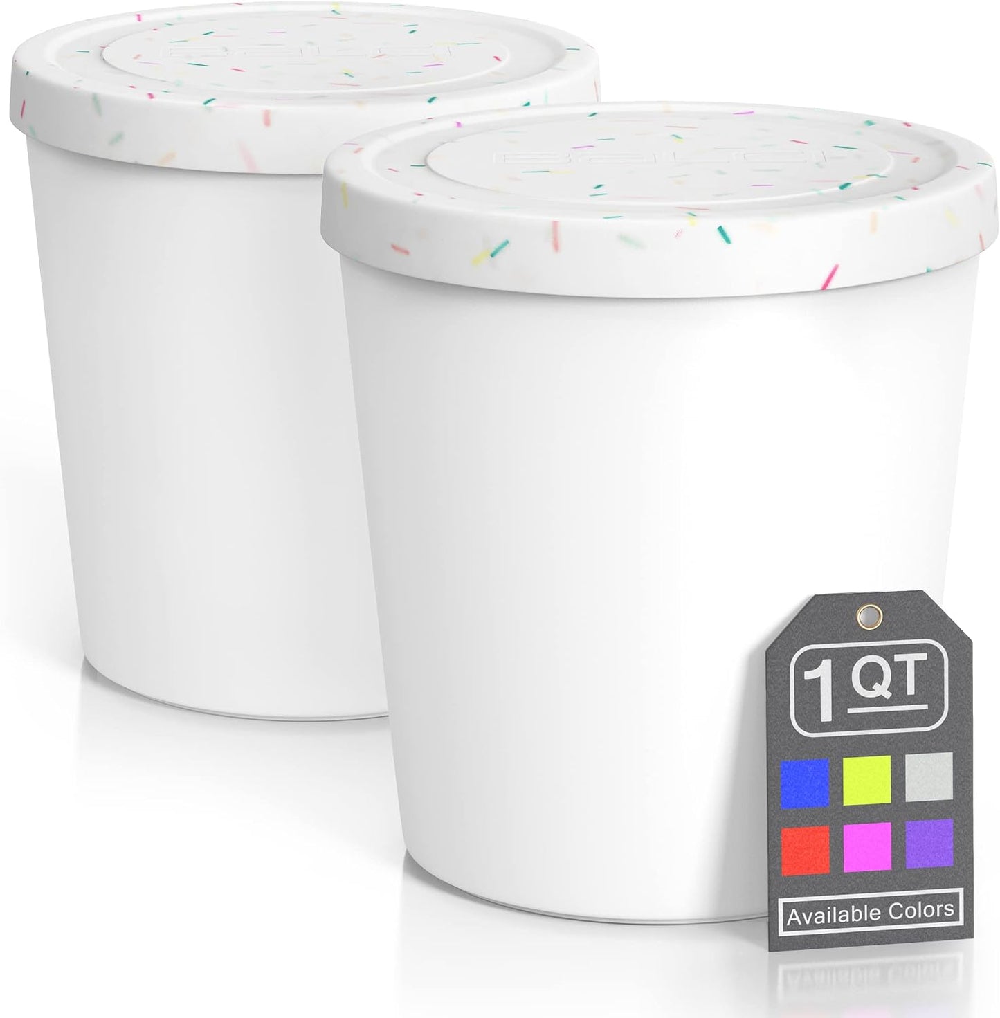 Recipientes helado 2unid 1qt con tapa silicona blanco
