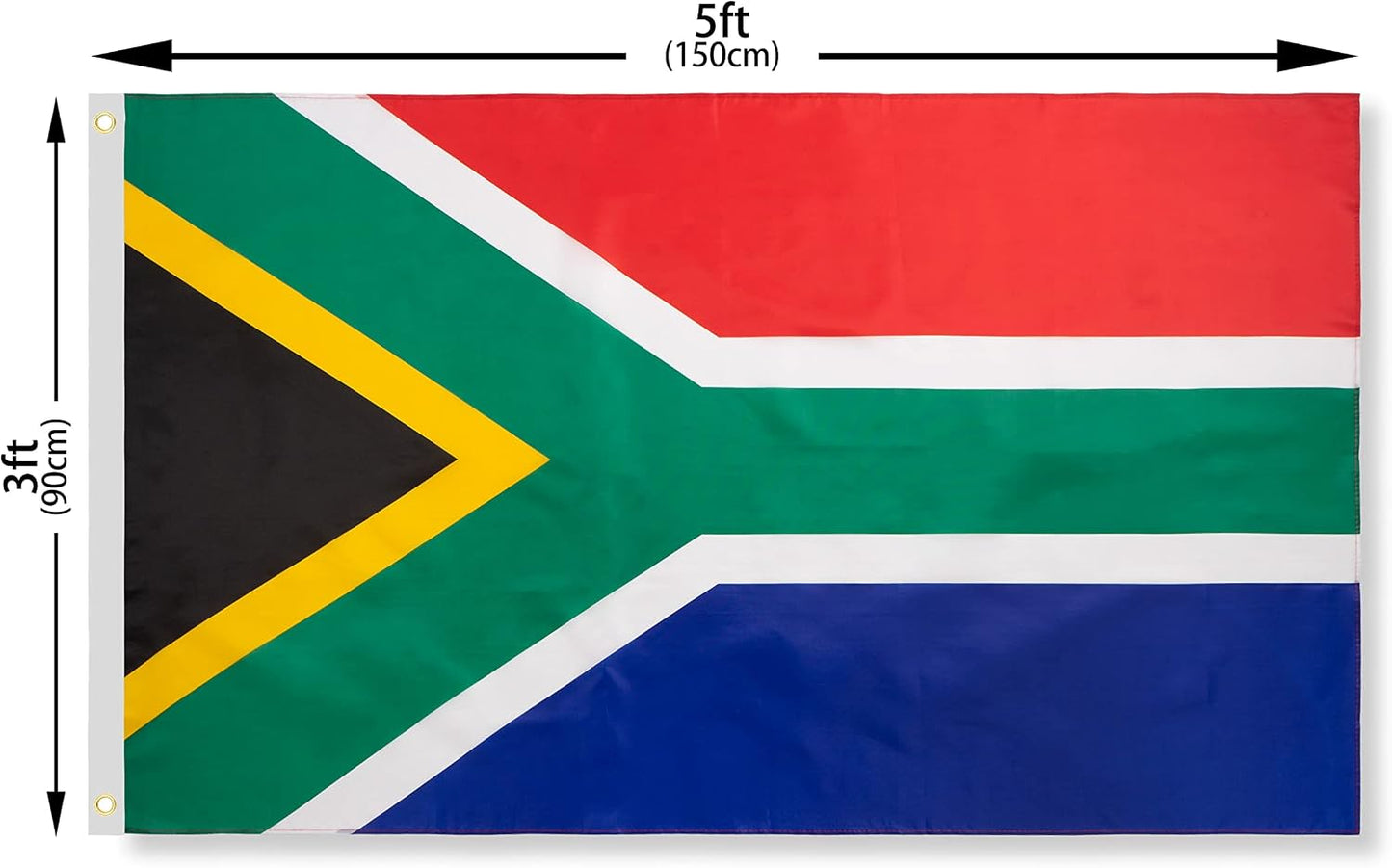 Bandera Sudáfrica 3x5ft Poliéster Grueso Resistente Ojales Latón