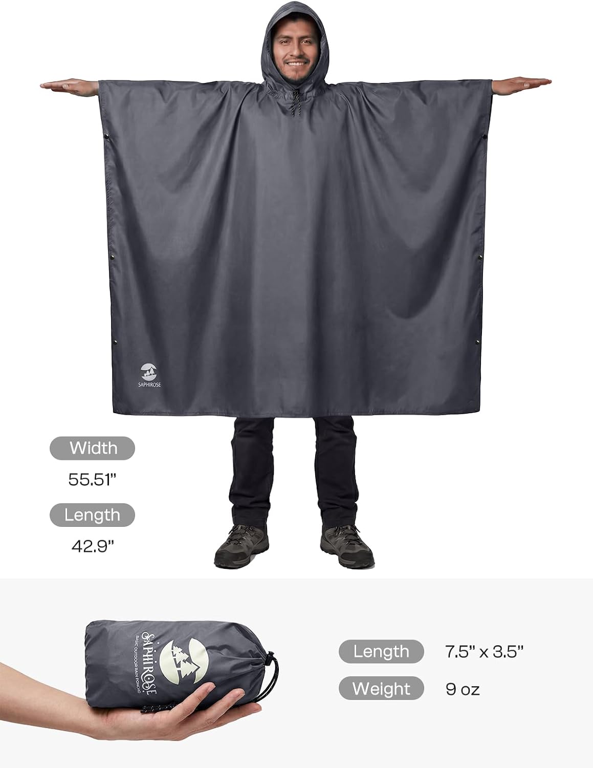 Poncho lluvia con capucha impermeable para adultos