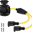 Enchufe CA 125V 15A 20" con cable dual y caja impermeable