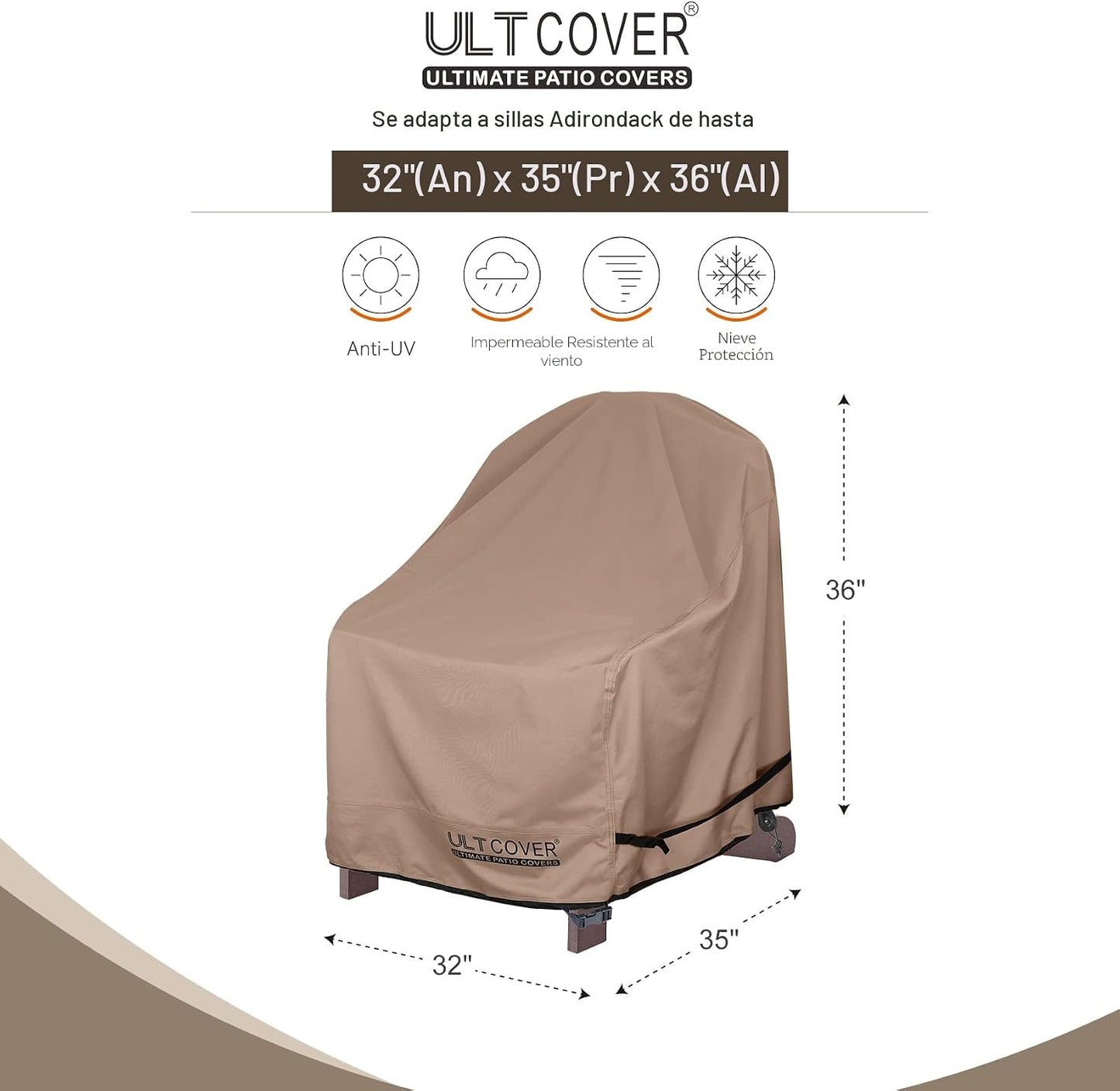 2 Fundas impermeables silla adirondack 32x35x36pulg