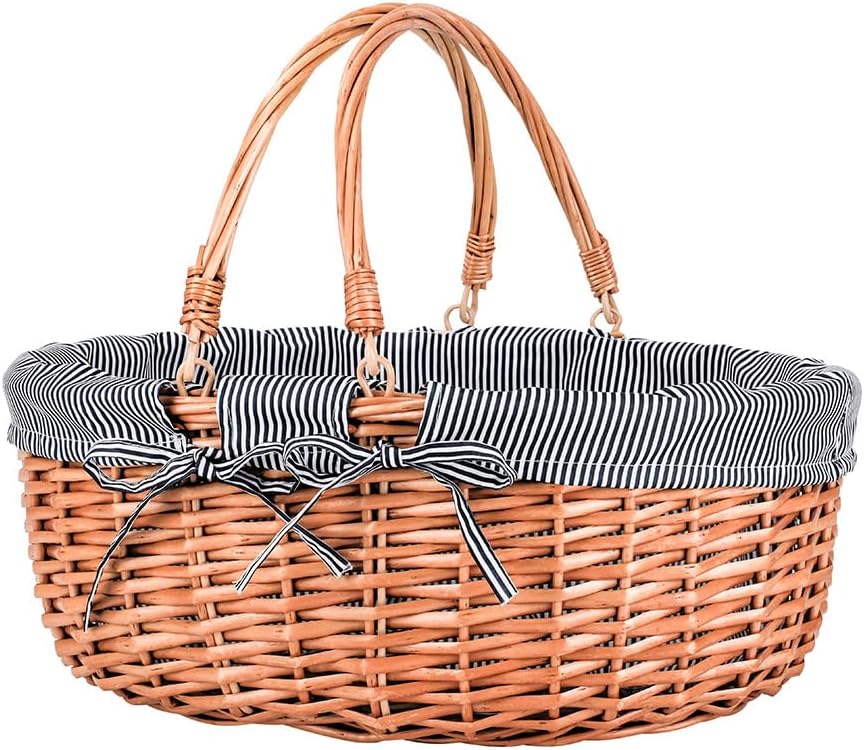 Cesta picnic mimbre asas forro extraible gris ideal bodas