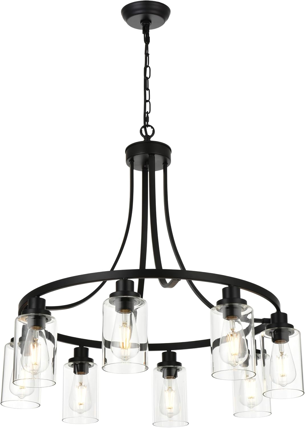 Candelabro negro 8 luces vidrio comedor