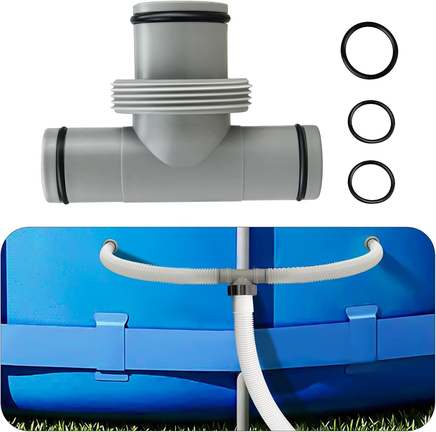 Conector manguera piscina junta T 1.5 a 1.25" 3 cabezas