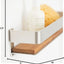 Estante ducha rectangular riel acabado satinado inserto teca