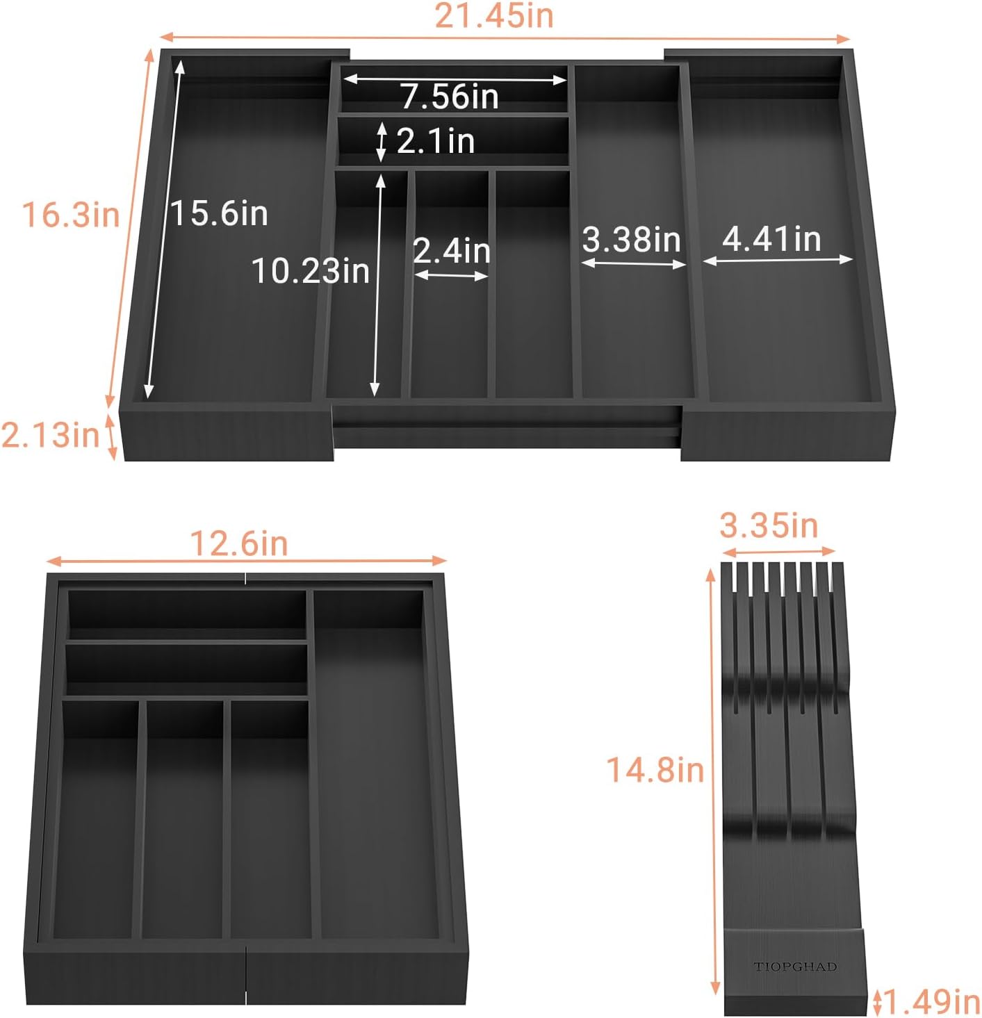 Organiz. cubiertos bambú extensible cocina