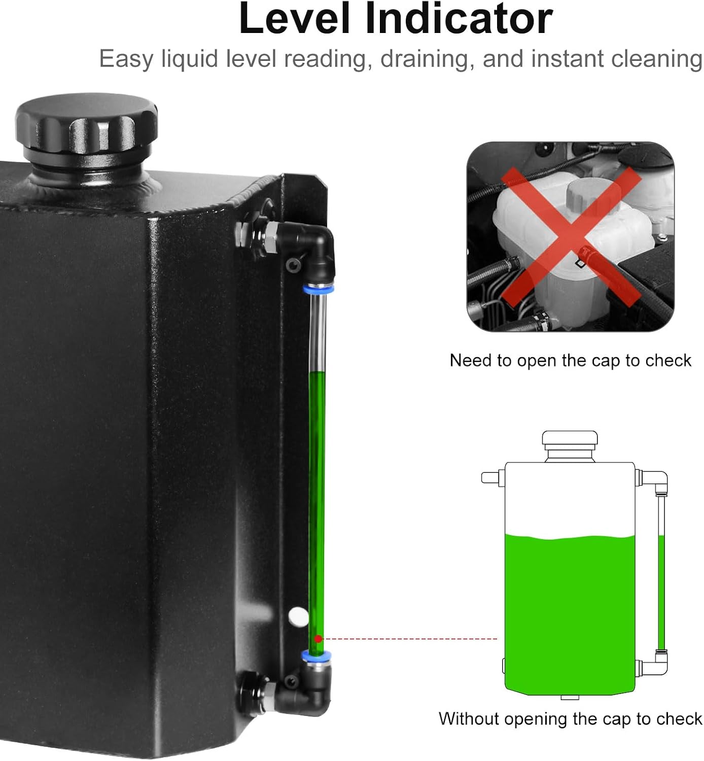 Depósito refrigerante tanque aluminio negro 2L