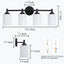 Lámpara baño 4 luces luz negra sobre espejo vidrio blanco crema