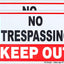 Señal No Trespassing aluminio 10x14" pack 2