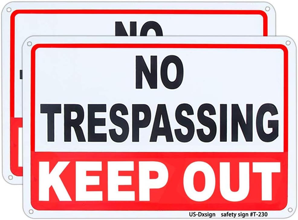 Señal No Trespassing aluminio 10x14" pack 2