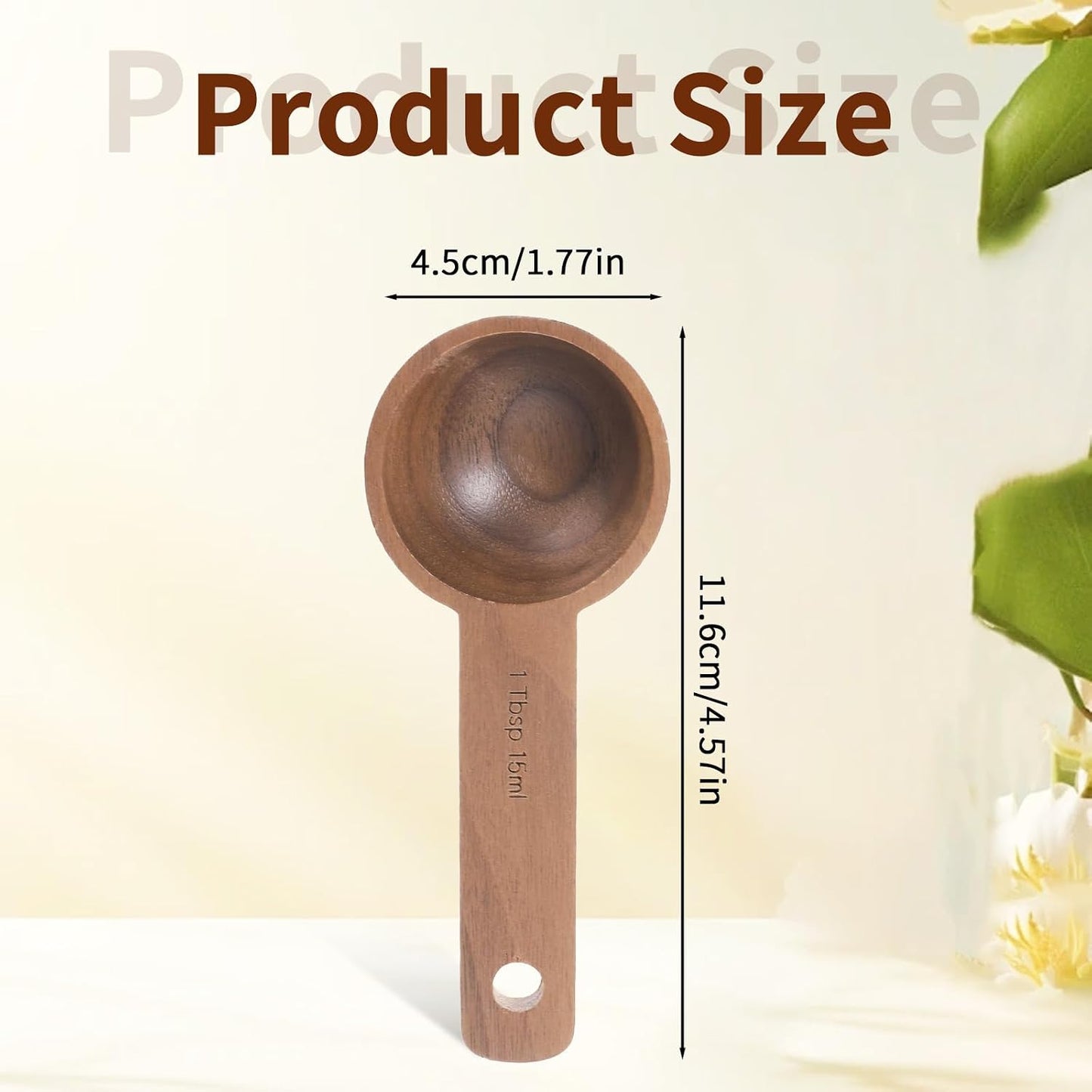 Cuchara madera nogal para café molido 0.5oz 1 cucharada
