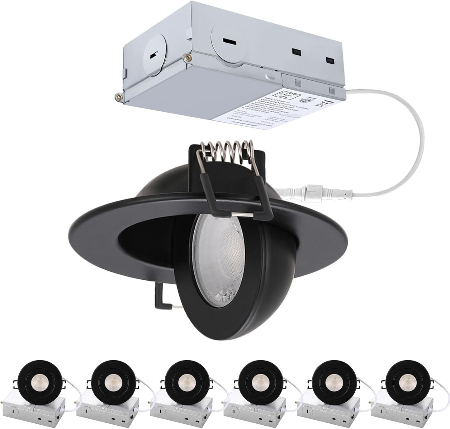 Luces empotradas 3pulg negras sin lata 7w regulable 5cct