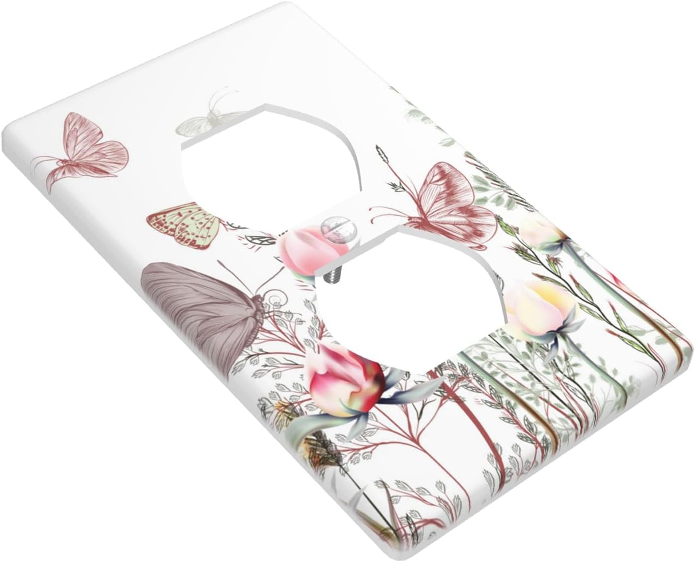 Placa mariposa flores vintage rosa interruptor luz
