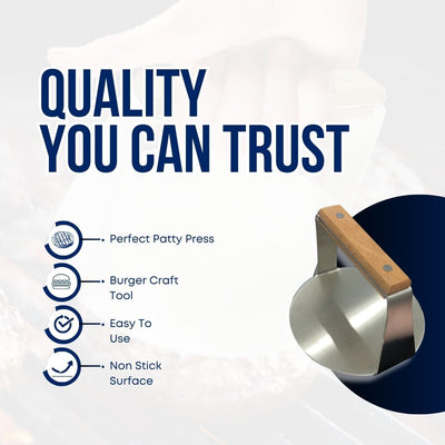 Prensa hamburguesas acero inox 6pulg antiadherente
