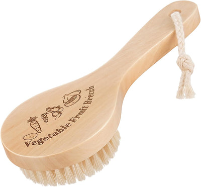 Cepillo de madera para limpiar patatas, zanahorias y frutas con mango largo