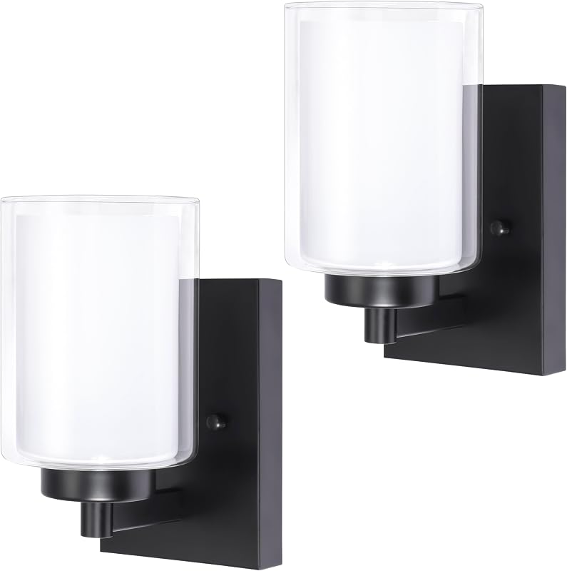 2 Pzas Apliques Pared Baño con Pantalla Cristal Modernos