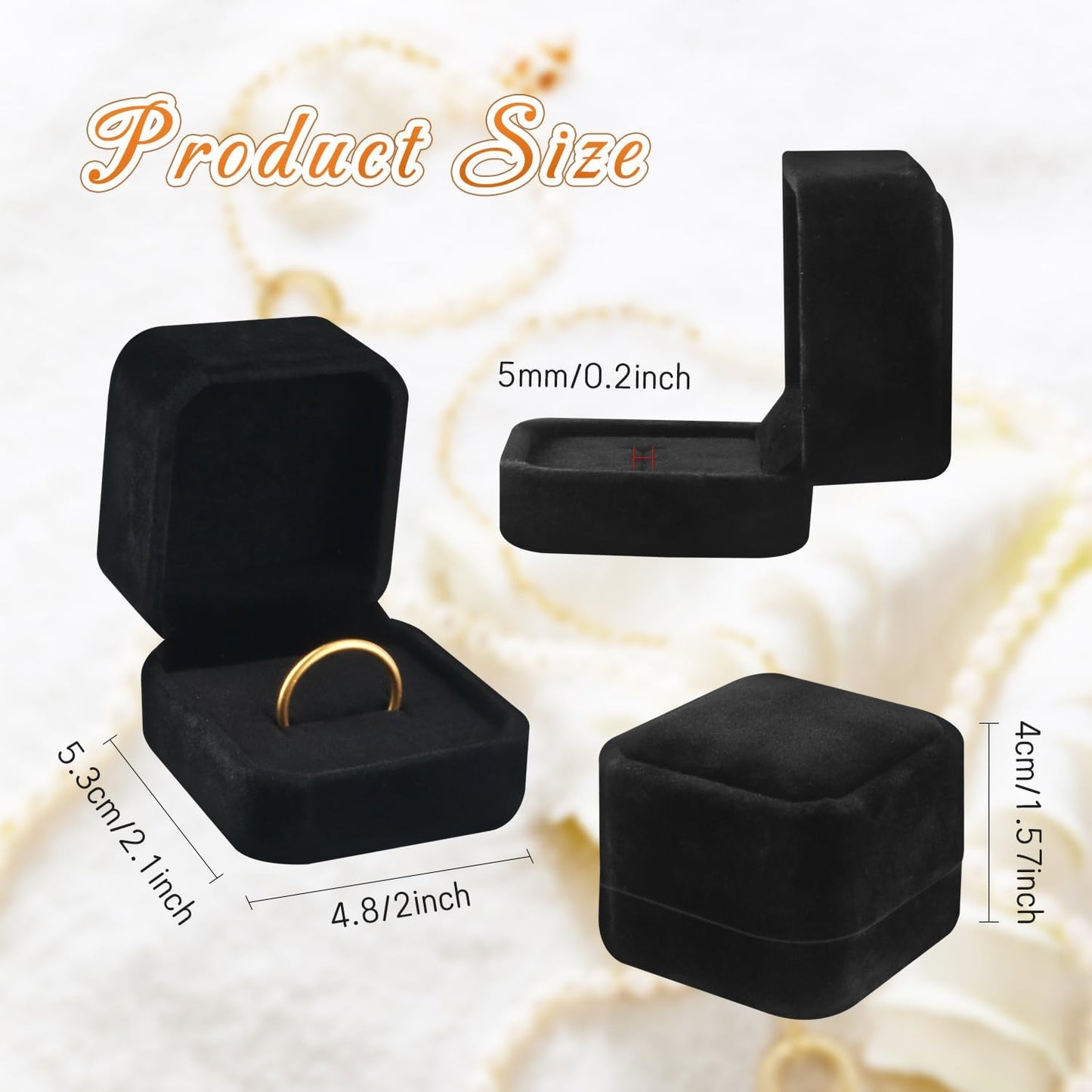 Set 12 cajas terciopelo para anillos 2.1x2"