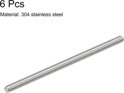 6 Pzas Varilla M8 x 6.693pulg acero inox 304 rosca derecha