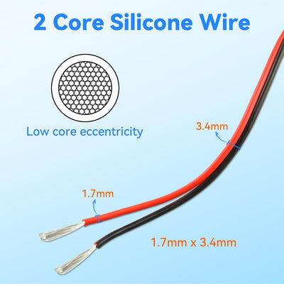 Cable silicona 2 núcleos 22awg 32.8pies cobre estañado negro/rojo