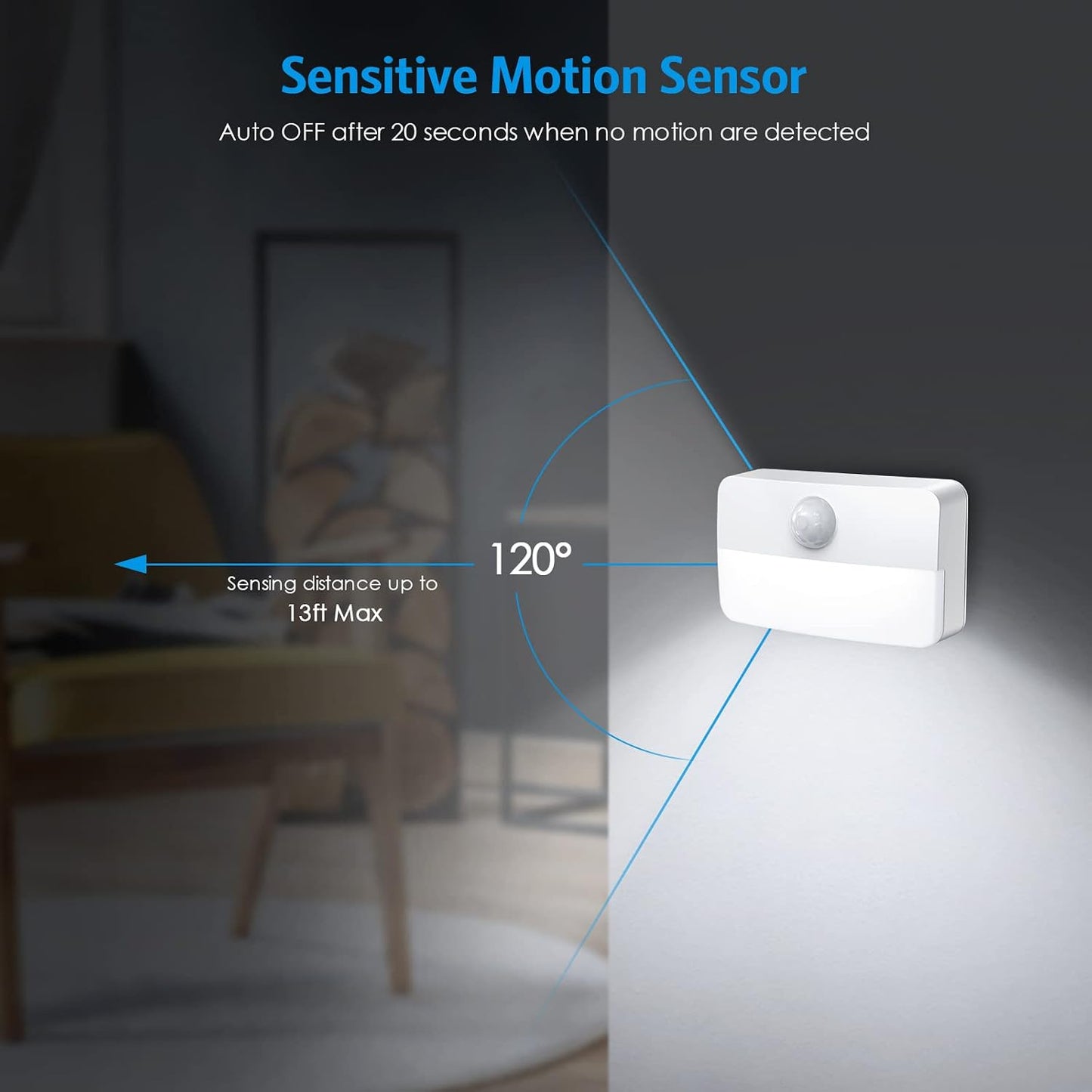 2 Luces escalera sensor movimiento LED 40lm 6500K inalámbricas