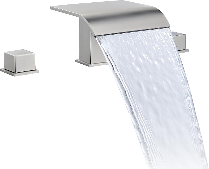 Grifo bañera cubierta níquel cepillado 2 manijas