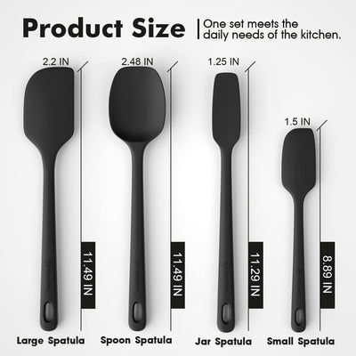 Set 4 Espátulas Silicón Grado Alimenticio Mango Ergonómico
