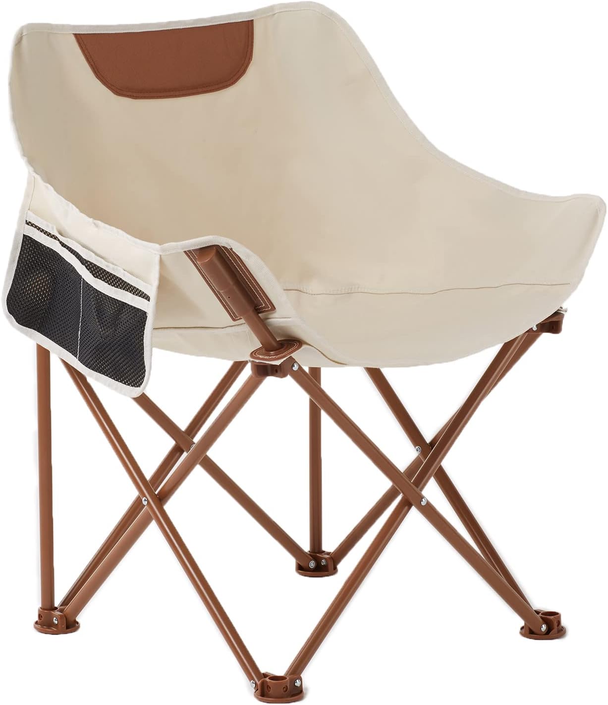 Silla camping plegable con bolsa y bolsillo caqui