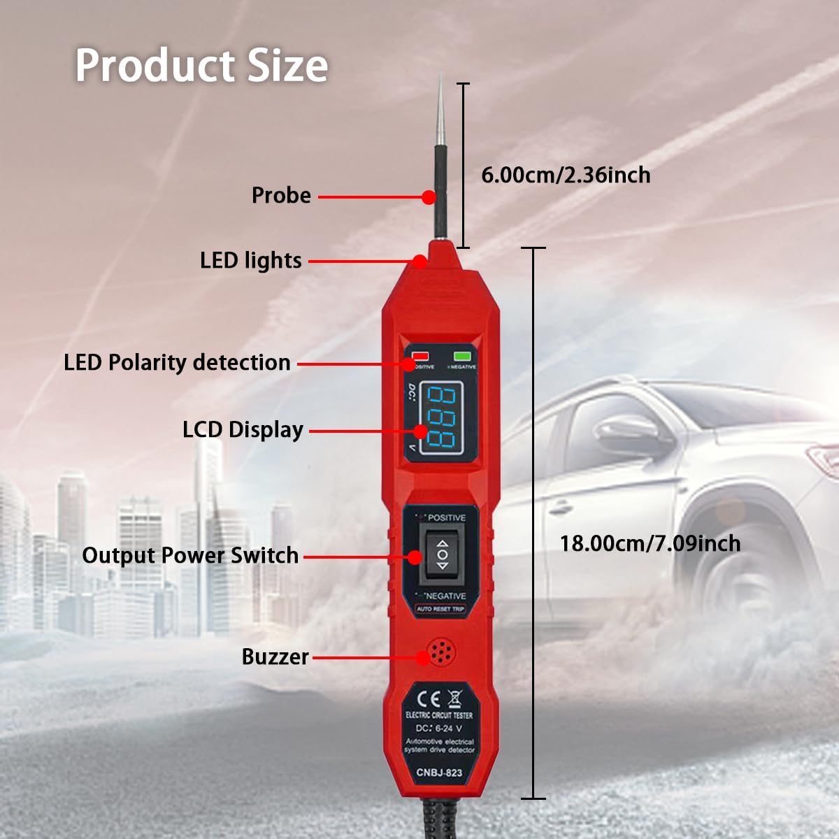 Probador circuito coche 3.5-36V LCD multifuncional