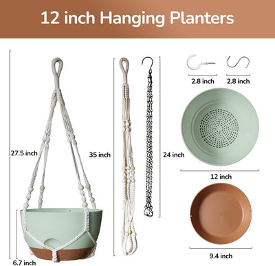 Cestas colgantes 12" para plantas con riego automático