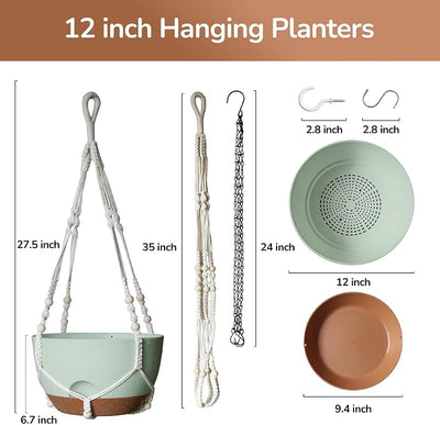 Cestas colgantes 12" para plantas con riego automático