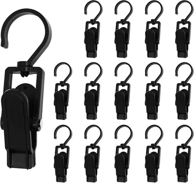 15 Ganchos Giratorios Plástico para Colgar Ropa Sucia Negro