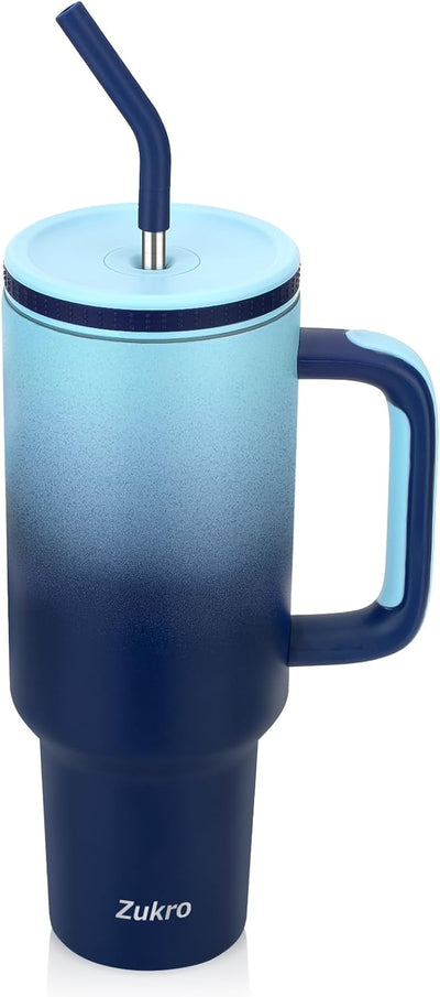 Vaso acero inox 40oz con asa pajita tapa roscada portavasos