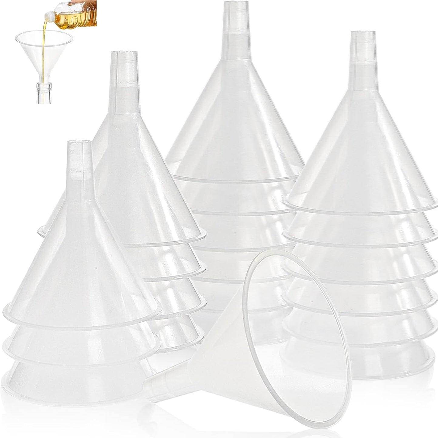 20 Embudos Plástico Boca Ancha 4.7pulg Botellas Cocina