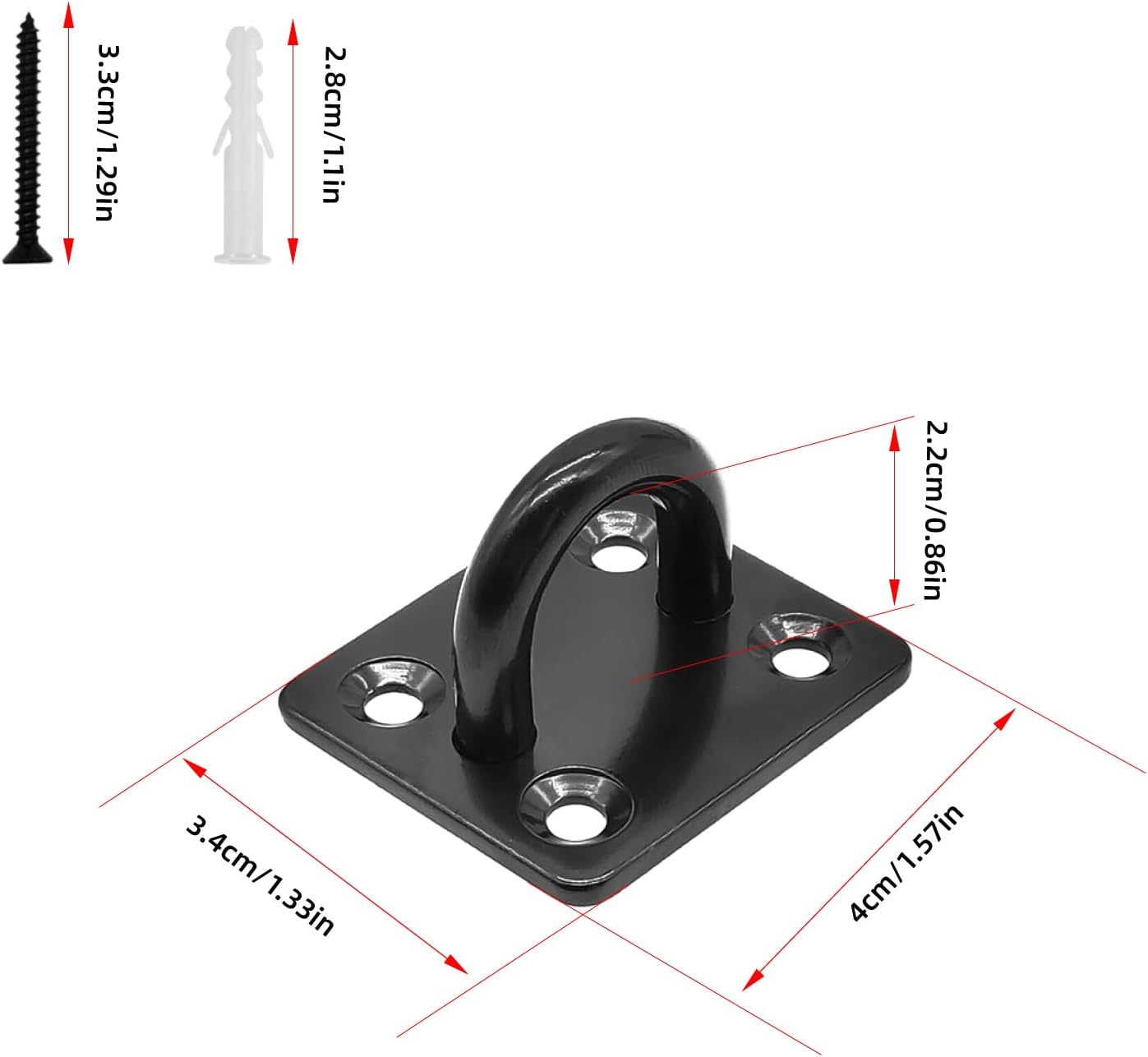 4 Pzas Placas Ojo Almohadilla M6 Acero Inox 304 con Gancho y Bucle