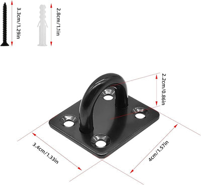 4 Pzas Placas Ojo Almohadilla M6 Acero Inox 304 con Gancho y Bucle