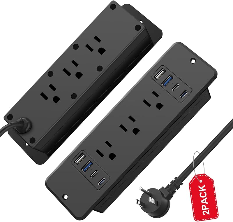 2 Regleta empotrable 14 en 1 con 6 enchufes y 4 USB-A 20W