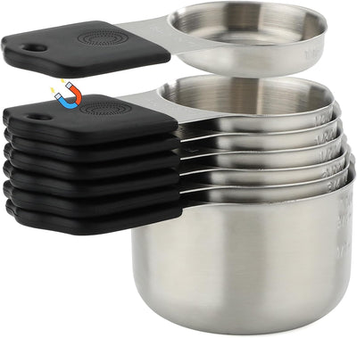 Set 7 Tazas Medidoras Acero Inox Magnéticas Apilables