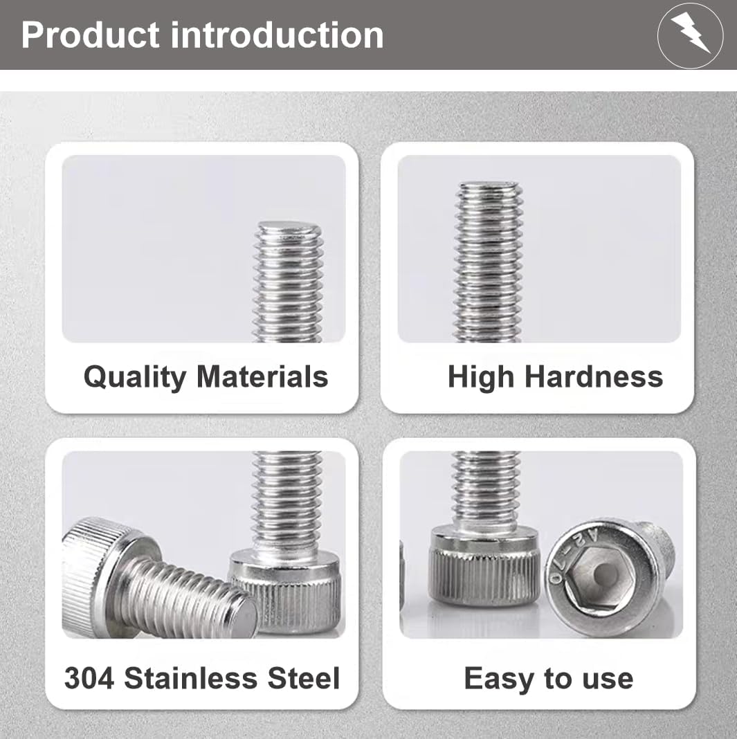 Tornillos M8x20mm acero inox 304 Allen brillante 6 Pzas